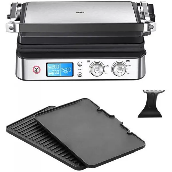 BRAUN Gratar electric multifunctional Braun MultiGrill 9 CG9040, 0X17900003, 2000W, 3 moduri de gatire, temperatura maxima 230˚C, functie Sear 250˚C, argintiu-negru