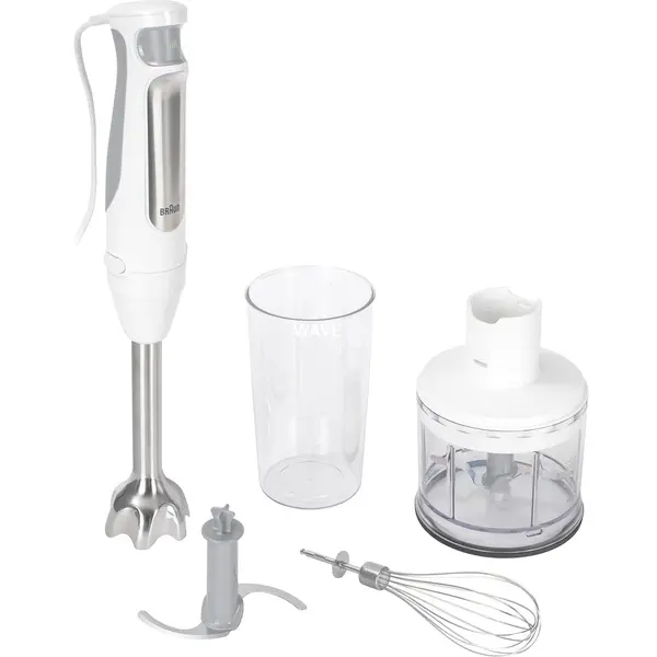 Braun Houshold Blender de mana Braun MultiQuick 7 MQ 7035I, 1000 wati, cu tocator si tel, Alb-otel inoxidabil