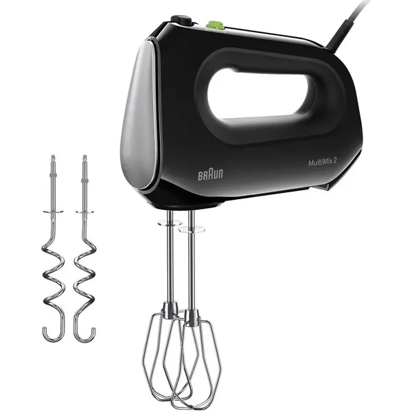 BRAUN Mixer de mana Braun MultiMix HM2110BK 0X22211062, 500 W, 4 viteze + Turbo, Tehnologie SlowStart, 2 teluri, 2 carlige pentru aluat, Negru
