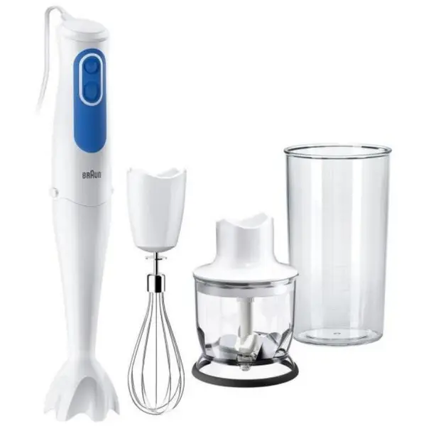 BRAUN Mixer vertical Braun MQ3025WH SPAGHETTI, 700 W, Pahar gradat 0.6 l, Tocator 0.35 l, Tel, 2 viteze, Alb-Albastru