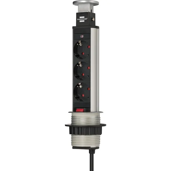 Brennenstuhl Multipriza incorporabila Brennenstuhl Power Tower 3er, retractabil pentru blat de bucatarie sau birou, 3 prize, H05VV-F 3G1.5, cablu 2m