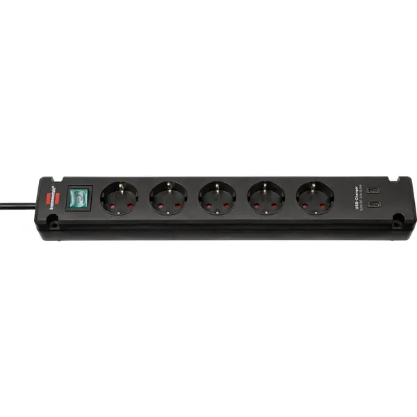 Brennenstuhl Prelungitor Brennenstuhl Bremounta 5 prize, 2 x USB-C, 3m, Buton On Off, prindere in suruburi, Negru