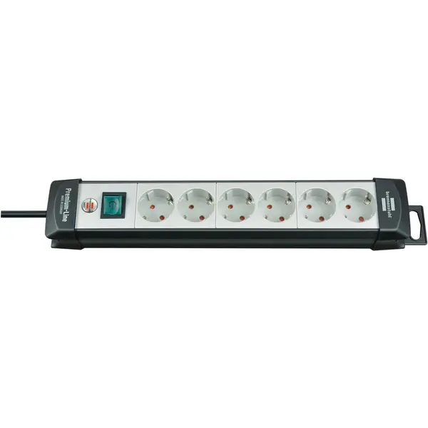 Brennenstuhl Prelungitor Brennenstuhl Premium-Line, cu intrerupator iluminat, 6 prize, cablu H05VV-F 3G1.5, 3 m, Alb/Negru