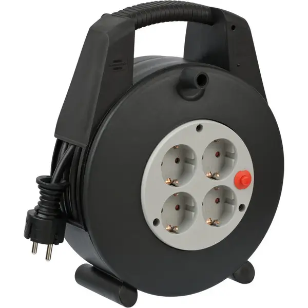 Brennenstuhl Prelungitor cu tambur Brennenstuhl Vario Line, 4 prize, 15m, Negru-Gri