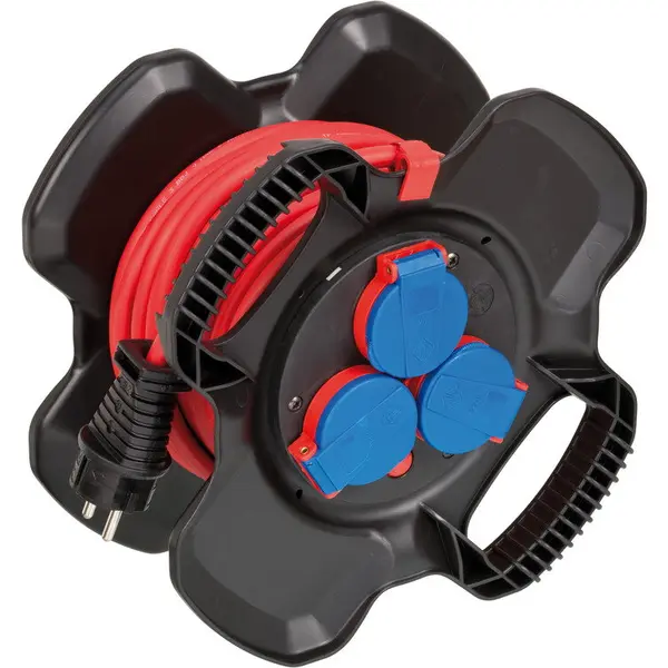 Brennenstuhl Prelungitor cu tambur pentru exterior Brennenstuhl X-Gum, 3 prize cu capac, protectie supraincalzire, IP44, cacblu AT-N05V3V3-F 3G1.5, 10m