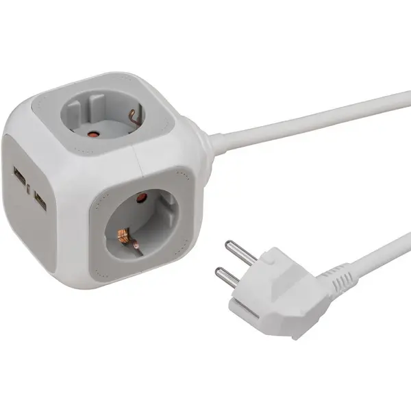 Brennenstuhl Prelungitor cub Brennestuhl, 2xUSB 2100 mA, 4 prize, indicator LED, cablu H05VV-F 3G1.5, 1.4m