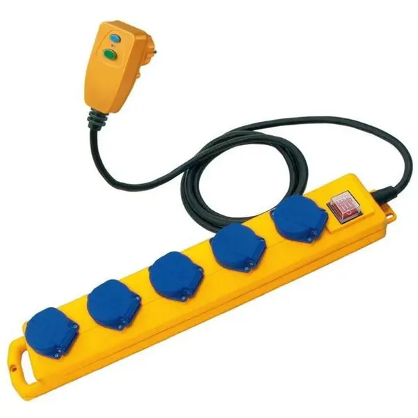 Brennenstuhl Prelungitor exterior Brennenstuhl Super Solid SL 554 DE FI, IP54, 5 prize, cu Comutator, H07RN-F 3G1.5, cablu 5 m, Galben