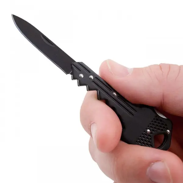 Briceag de buzunar tip cheie DEPOX , Key Blade, otel inoxidabil, 10 cm, negru