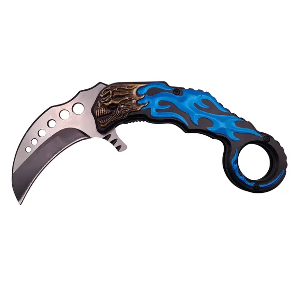Briceag de vanatoare DEPOX , Blue Hell Rider, model karambit, 17 cm, albastru