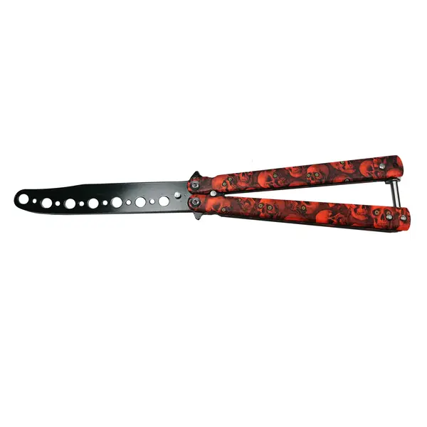 Briceag fluture DEPOX , Happy Orange Skulls, pentru antrenament, 22 cm