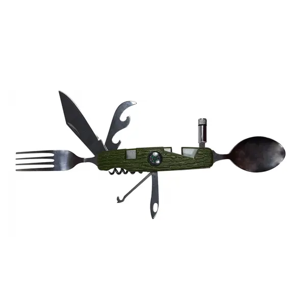 Briceag multifunctional pentru camping DEPOX , otel inoxidabil, 20 cm, kaki