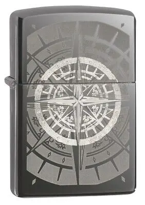 Bricheta Zippo - Black Ice, busola, gravat cu laser