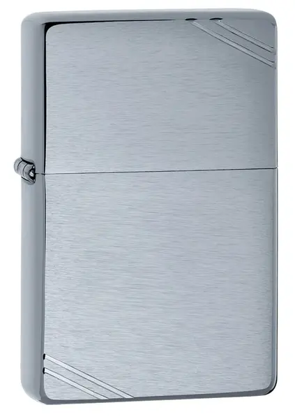 Bricheta Zippo Vintage Brushed Chrome, linii inclinate