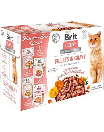 BRIT Care Cat Fillets in Gravy 24 x 85 g pachet mixt hrană umedă pisici, fileuri în sos