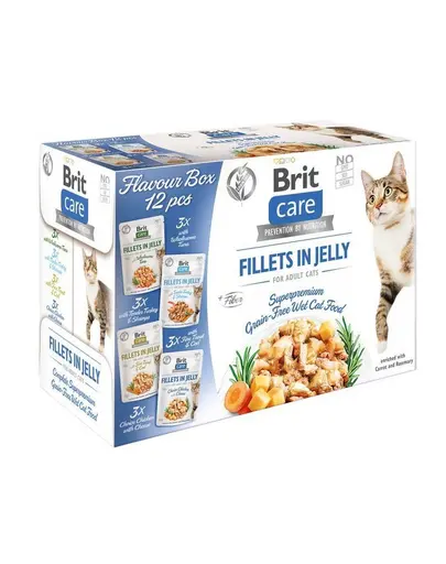 BRIT Care Cat Fillets in Jelly Mix 24 x 85 g pachet mixt hrană umedă pisici, fileuri în jeleu