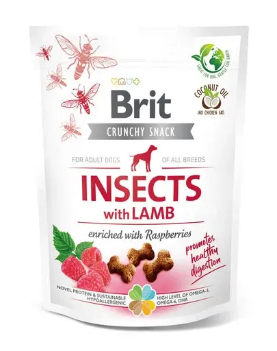 BRIT Care Dog Crunchy Crakcer Insect&Lamb 200 g recompense crocante pentru caini, cu insecte si miel