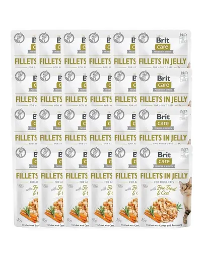 BRIT Care Fillets in Jelly Set hrana umeda pentru pisici, cu cod si pastrav in aspic 24 x 85 g