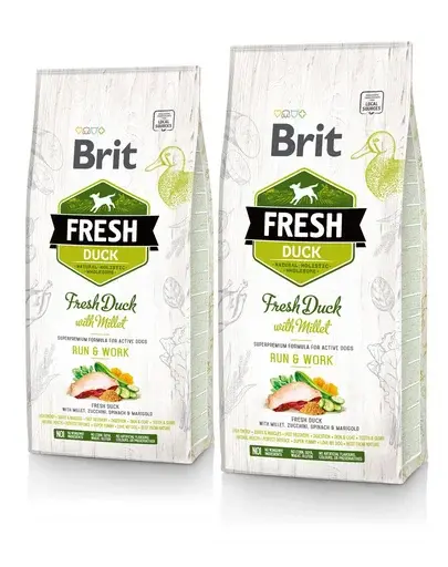 BRIT Fresh Active Run&Work hrana uscata caini adulti activi, rata si mei 24 kg (2 x 12 kg)