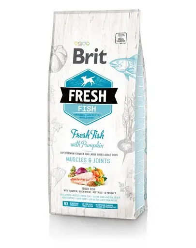 BRIT Fresh Adult Large Hrana uscata caini cu peste si dovleac 2,5 kg