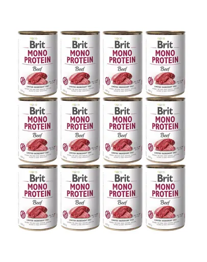 BRIT Mono Protein Beef 12x400 g cu vita, hrana monoproteica pentru caini