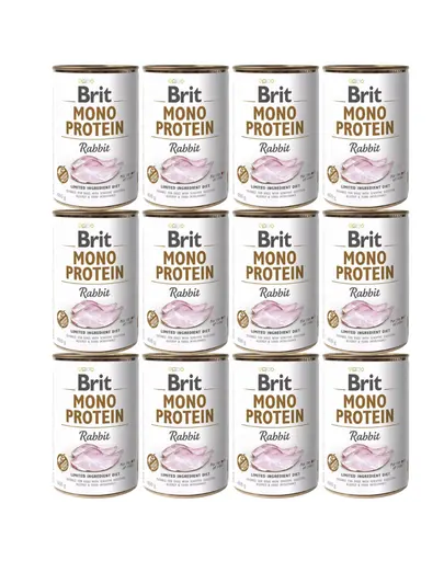BRIT Mono Protein Rabbit 12x400 g cu iepure hrană umedă câini