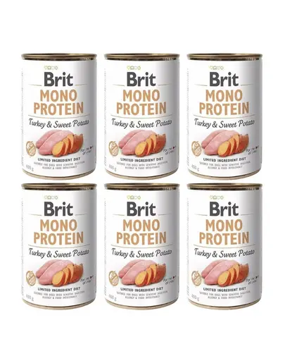 BRIT Mono Protein Turkey & Sweet Potato 6x400 g hrana monoproteica pentru caini, curcan si cartof dulce