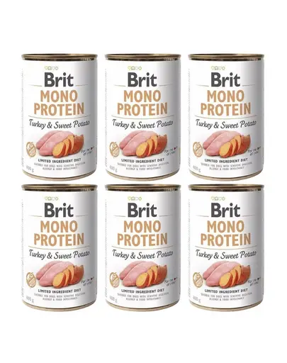 BRIT Mono Protein Turkey & Sweet Potato 6x400 g hrana monoproteica pentru caini, curcan si cartof dulce
