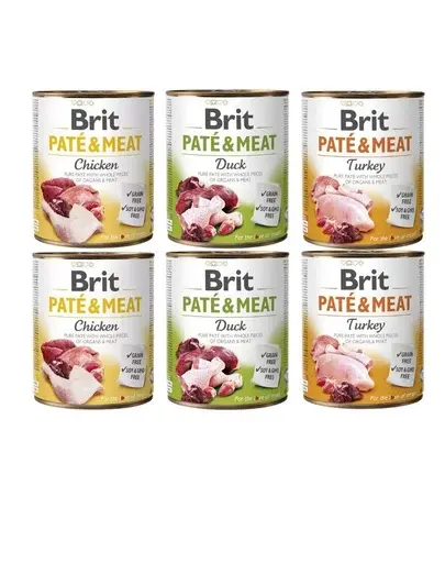 BRIT Pate&Meat Mix arome de pasare 6x800 g pate caini
