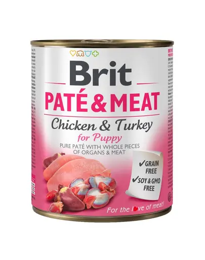 BRIT Pate&Meat puppy 800 g Hrana umeda pentru catei, pateu cu pasare