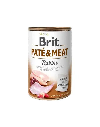 BRIT Pate&Meat rabbit 400 g Hrana caini adulti, cu iepure