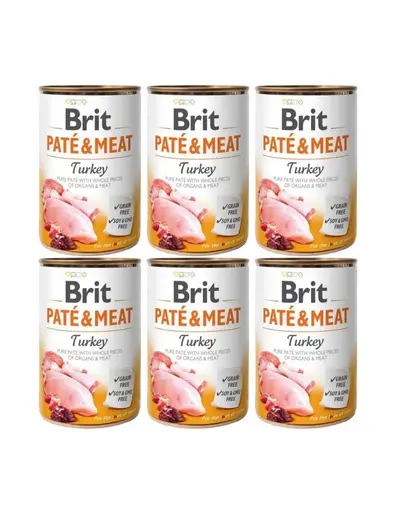 BRIT Pate&Meat turkey 6x400 g pate curcan, hrana caine