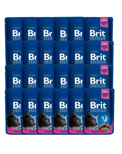 BRIT Premium Adult Set hrana umeda pentru pisici adulte, pui si curcan 24 x 100g