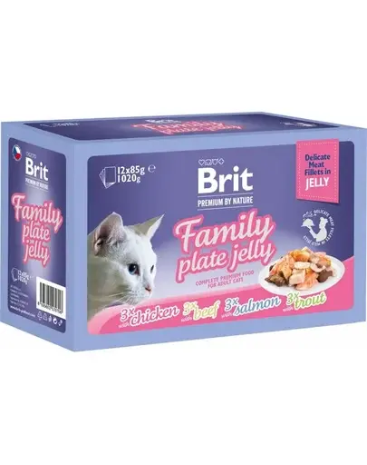 BRIT Premium by Nature Cat Delicate Fillets in Jelly 24x85 g Family Plate, hrană umedă pisici adulte, fileuri în jeleu
