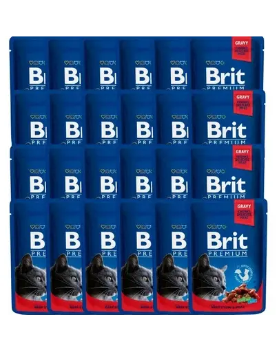 BRIT Premium Cat Adult carne de vită și mazăre pliculeț pentru pisici 24 x 100g
