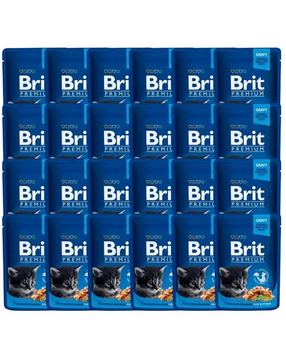 BRIT Premium Kitten set hrana umeda pisici junior, cu pui 24 x 100 g