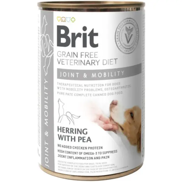 BRIT VD Joint & Mobility, XS-XL, Hering, dietă veterinară, conservă hrană umedă fără cereale câini, sistem articular, (în aspic), 400g