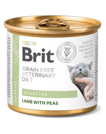 BRIT Veterinary Diet Diabetes Lamb&Pea pisici cu diabet, hrana umeda 200 g
