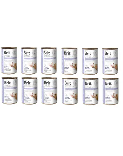 BRIT Veterinary Diet Gastrointestinal Salmon&Pea 12x400 g hrana pentru un sistem digestiv sensibil la caini