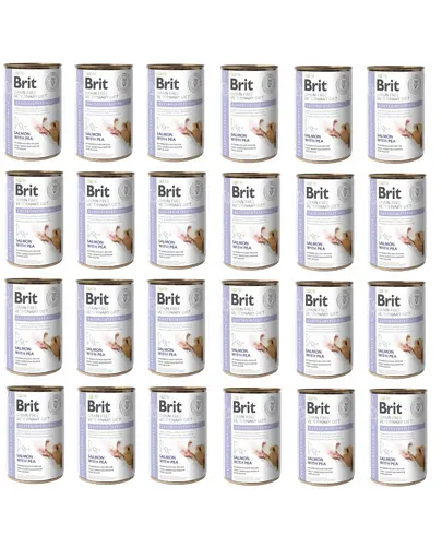 BRIT Veterinary Diet Gastrointestinal Salmon&Pea sistem digestiv sensibil la caini 24x400 g hrana dietetica