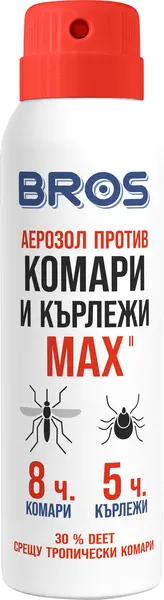 Bros Aerosol repelent împotriva țânțarilor și căpușelor Max, 90 ml