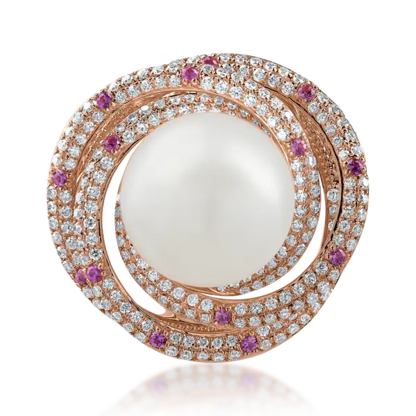 Brosa din aur roz cu pietre pretioase si semipretioase de 15.05ct