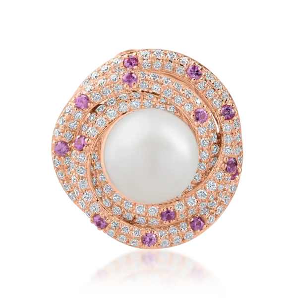 Brosa din aur roz cu pietre pretioase si semipretioase de 5.3ct