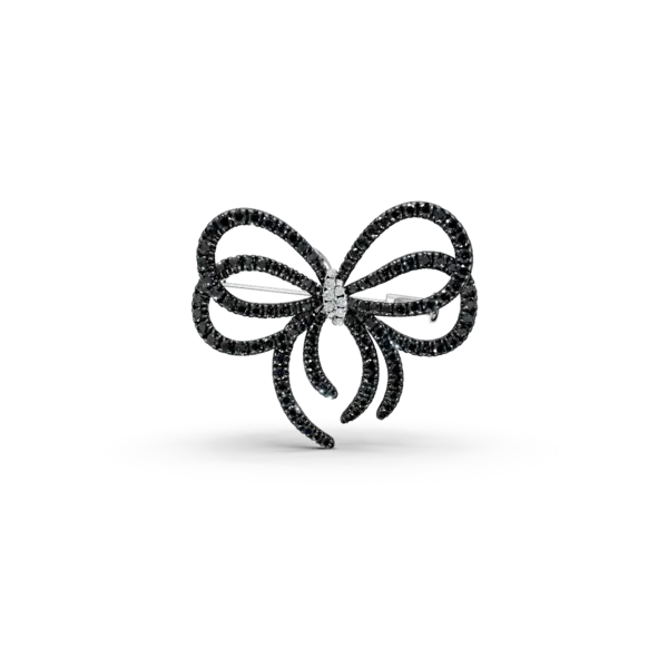 Brosa fundita din aur alb cu diamante negre de 4.2ct