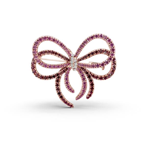 Brosa fundita din aur roz cu pietre pretioase de 7.2ct