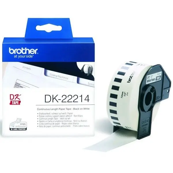 brother BANDA CONTINUA HARTIE 12MM BLACK ON WHITE DK22214 ORIGINAL BROTHER P-TOUCH QL-1050