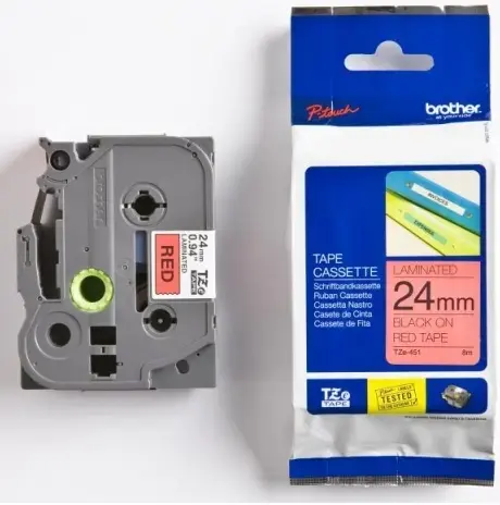 Brother Etichete TZE451 24mm (negru/rosu)
