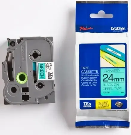 Brother Etichete TZE751 24mm (negru/verde)