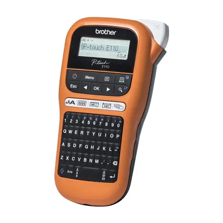 brother Imprimanta de etichete Brother P-Touch PT-E110VP, transfer termic, Portocaliu-Negru