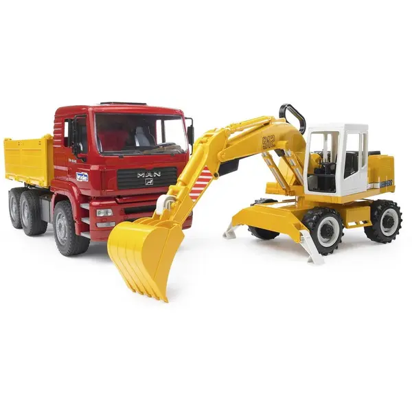 BRUDER Camion MAN basculabil cu excavator Liebherr, Bruder 02751