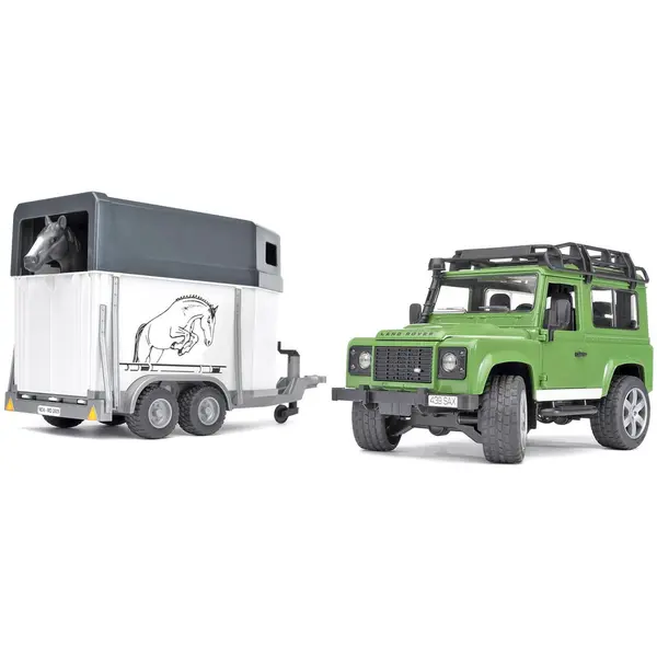 BRUDER Land Rover Defender Station cu remorca de cai, Bruder 02592